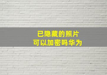 已隐藏的照片可以加密吗华为