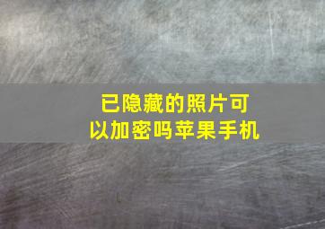 已隐藏的照片可以加密吗苹果手机