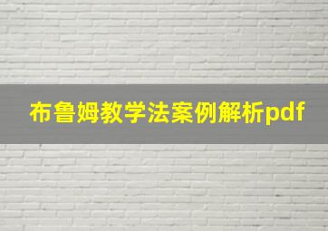 布鲁姆教学法案例解析pdf