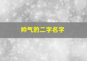 帅气的二字名字