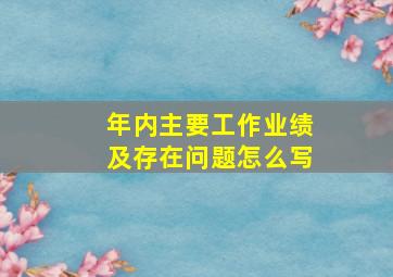 年内主要工作业绩及存在问题怎么写