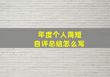 年度个人简短自评总结怎么写