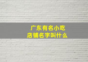 广东有名小吃店铺名字叫什么