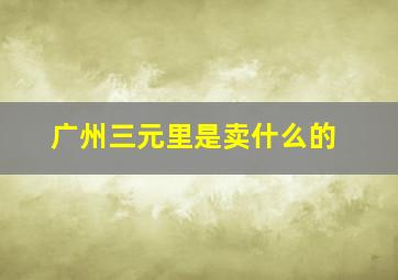 广州三元里是卖什么的