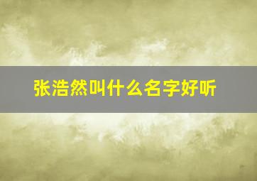 张浩然叫什么名字好听