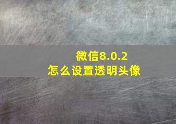 微信8.0.2怎么设置透明头像