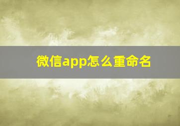 微信app怎么重命名