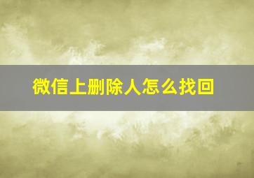 微信上删除人怎么找回