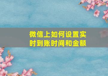 微信上如何设置实时到账时间和金额