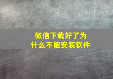 微信下载好了为什么不能安装软件