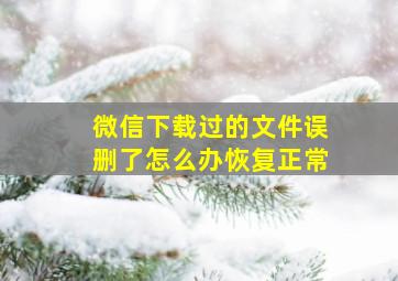 微信下载过的文件误删了怎么办恢复正常