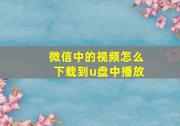 微信中的视频怎么下载到u盘中播放