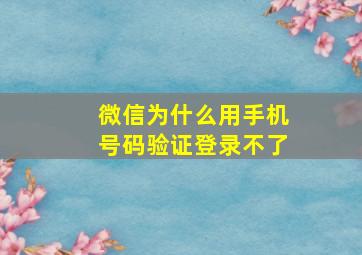 微信为什么用手机号码验证登录不了