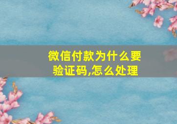 微信付款为什么要验证码,怎么处理