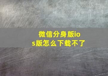 微信分身版ios版怎么下载不了