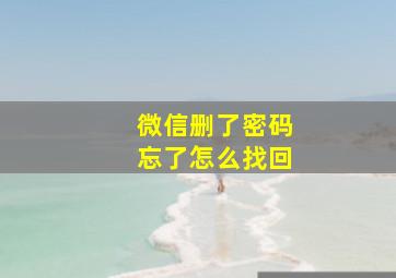 微信删了密码忘了怎么找回