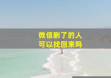 微信删了的人可以找回来吗