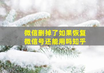 微信删掉了如果恢复微信号还能用吗知乎