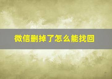 微信删掉了怎么能找回