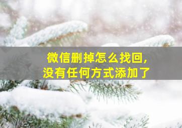 微信删掉怎么找回,没有任何方式添加了