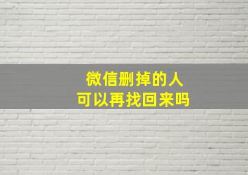 微信删掉的人可以再找回来吗