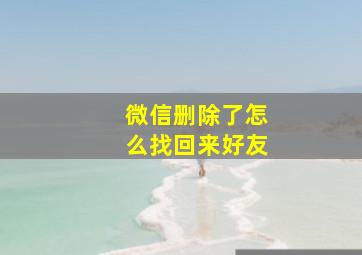 微信删除了怎么找回来好友