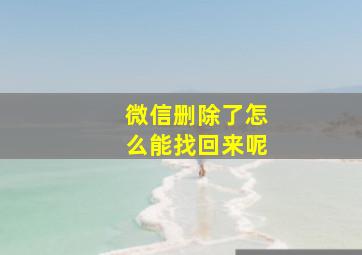 微信删除了怎么能找回来呢