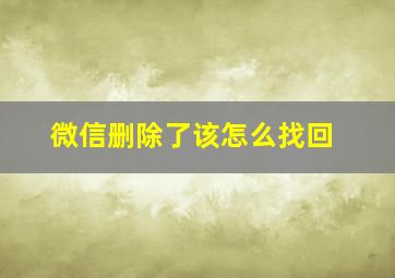 微信删除了该怎么找回