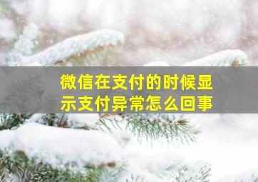 微信在支付的时候显示支付异常怎么回事