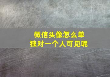 微信头像怎么单独对一个人可见呢