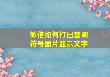 微信如何打出音调符号图片显示文字