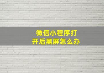 微信小程序打开后黑屏怎么办