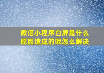 微信小程序白屏是什么原因造成的呢怎么解决