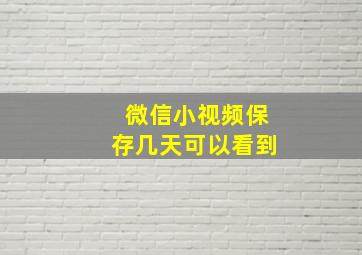 微信小视频保存几天可以看到