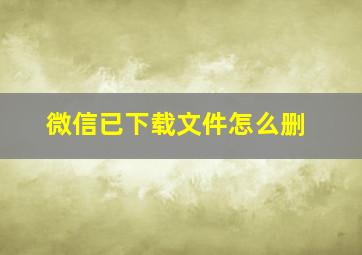 微信已下载文件怎么删