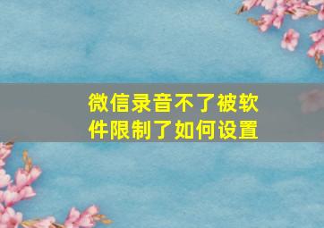 微信录音不了被软件限制了如何设置