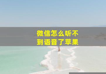 微信怎么听不到语音了苹果