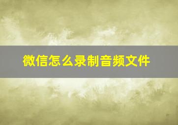 微信怎么录制音频文件