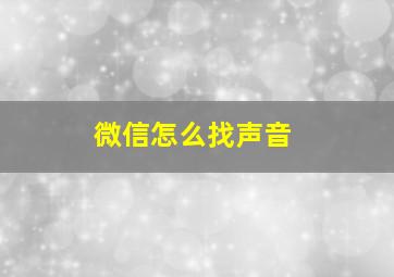 微信怎么找声音