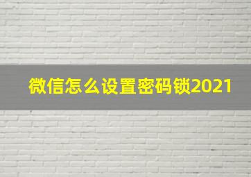 微信怎么设置密码锁2021