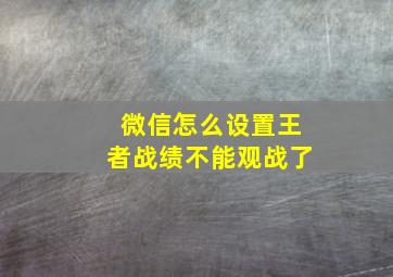 微信怎么设置王者战绩不能观战了