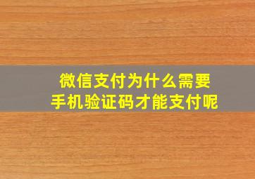 微信支付为什么需要手机验证码才能支付呢