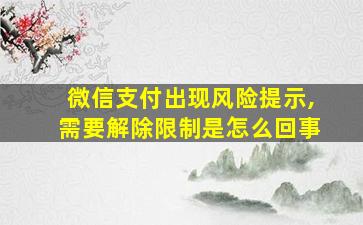 微信支付出现风险提示,需要解除限制是怎么回事