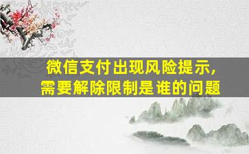 微信支付出现风险提示,需要解除限制是谁的问题