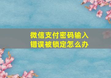 微信支付密码输入错误被锁定怎么办