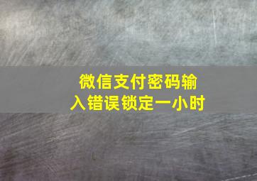 微信支付密码输入错误锁定一小时