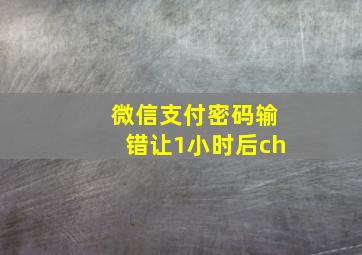 微信支付密码输错让1小时后ch