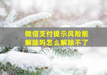 微信支付提示风险能解除吗怎么解除不了