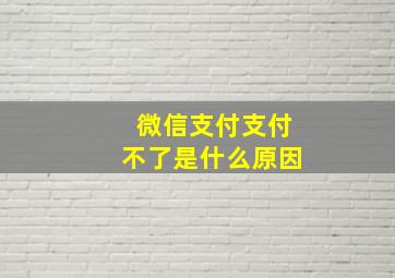 微信支付支付不了是什么原因