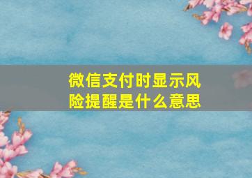 微信支付时显示风险提醒是什么意思